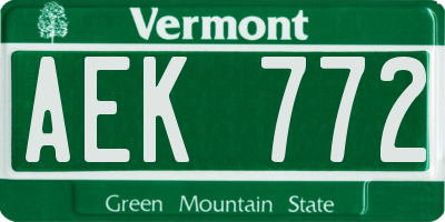 VT license plate AEK772