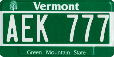 VT license plate AEK777