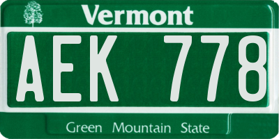 VT license plate AEK778