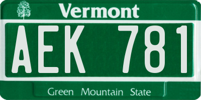 VT license plate AEK781