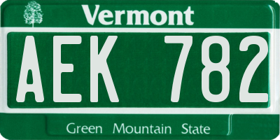 VT license plate AEK782