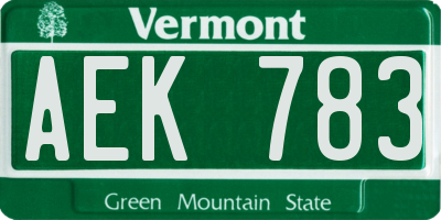 VT license plate AEK783