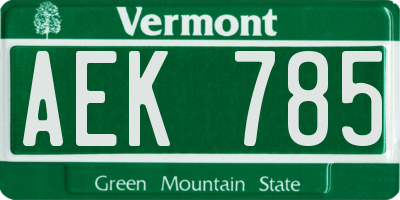 VT license plate AEK785