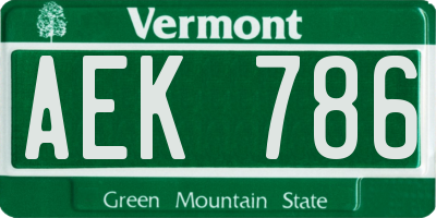 VT license plate AEK786
