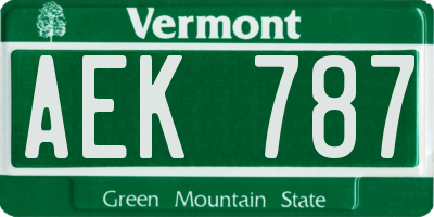 VT license plate AEK787