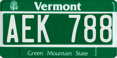 VT license plate AEK788