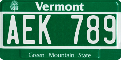 VT license plate AEK789