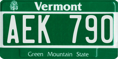 VT license plate AEK790
