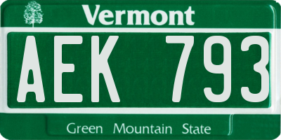 VT license plate AEK793