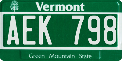 VT license plate AEK798