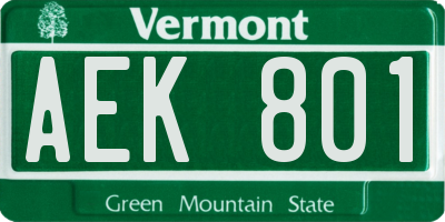 VT license plate AEK801