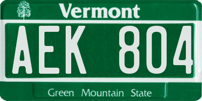 VT license plate AEK804