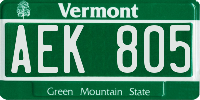 VT license plate AEK805