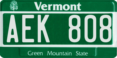 VT license plate AEK808