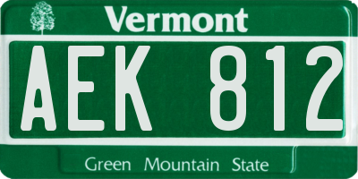 VT license plate AEK812
