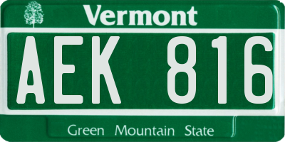 VT license plate AEK816