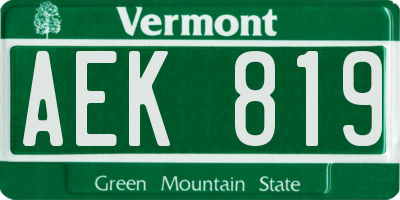 VT license plate AEK819