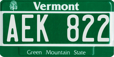 VT license plate AEK822