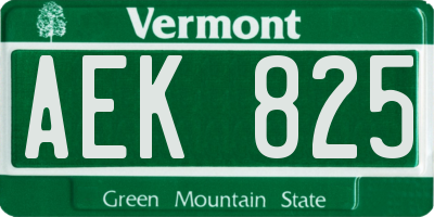 VT license plate AEK825