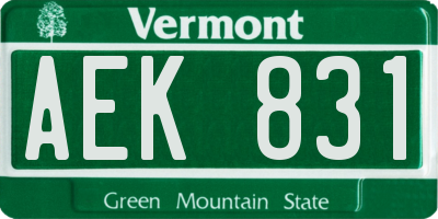 VT license plate AEK831