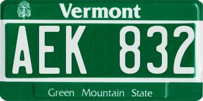 VT license plate AEK832