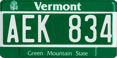 VT license plate AEK834