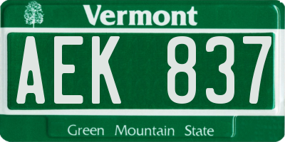 VT license plate AEK837