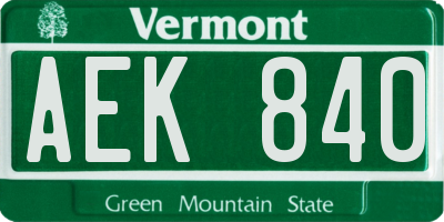 VT license plate AEK840