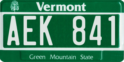 VT license plate AEK841