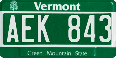 VT license plate AEK843