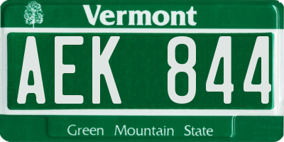 VT license plate AEK844