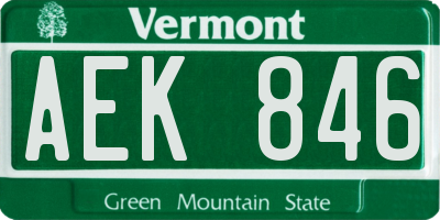 VT license plate AEK846