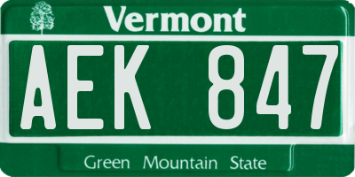 VT license plate AEK847