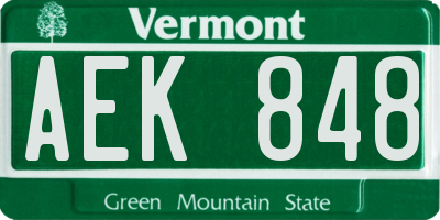VT license plate AEK848