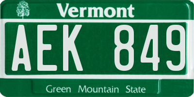 VT license plate AEK849