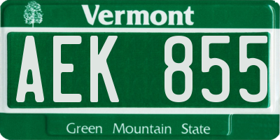VT license plate AEK855