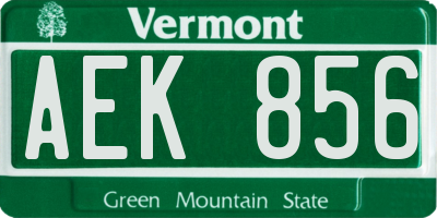 VT license plate AEK856