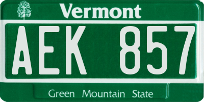 VT license plate AEK857