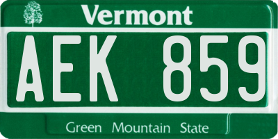 VT license plate AEK859