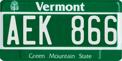 VT license plate AEK866