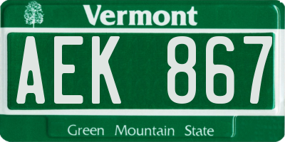 VT license plate AEK867