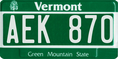 VT license plate AEK870