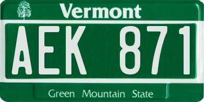 VT license plate AEK871