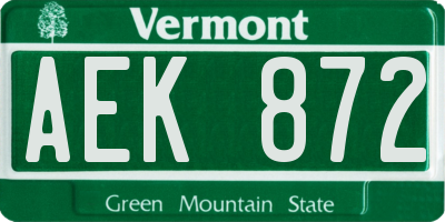 VT license plate AEK872