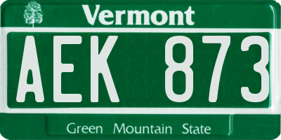VT license plate AEK873