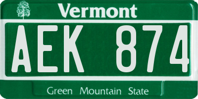 VT license plate AEK874