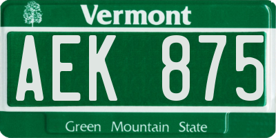 VT license plate AEK875