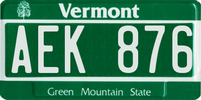 VT license plate AEK876