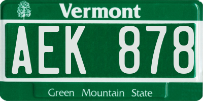 VT license plate AEK878