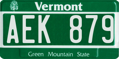 VT license plate AEK879